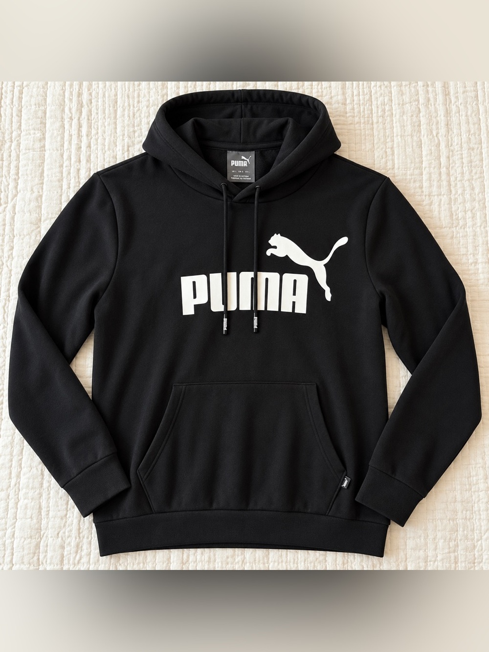 PUMA Essentials Logo Black Pullover Hoodie Men’s Size L NWT